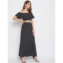 Black and White Polka Dots Top with Skirt