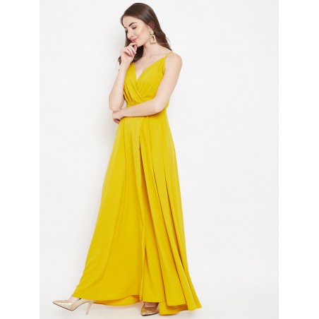 Yellow Solid Maxi Dress
