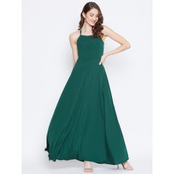 Green Solid Maxi Dress