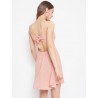 Pink Solid Fit and Flare Dress